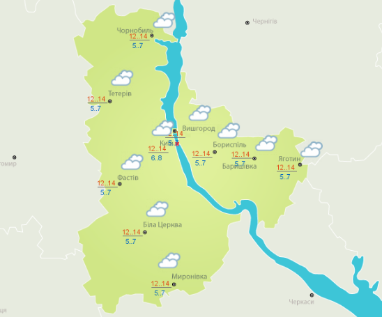 Погода в Києві на 21 жовтня 2018